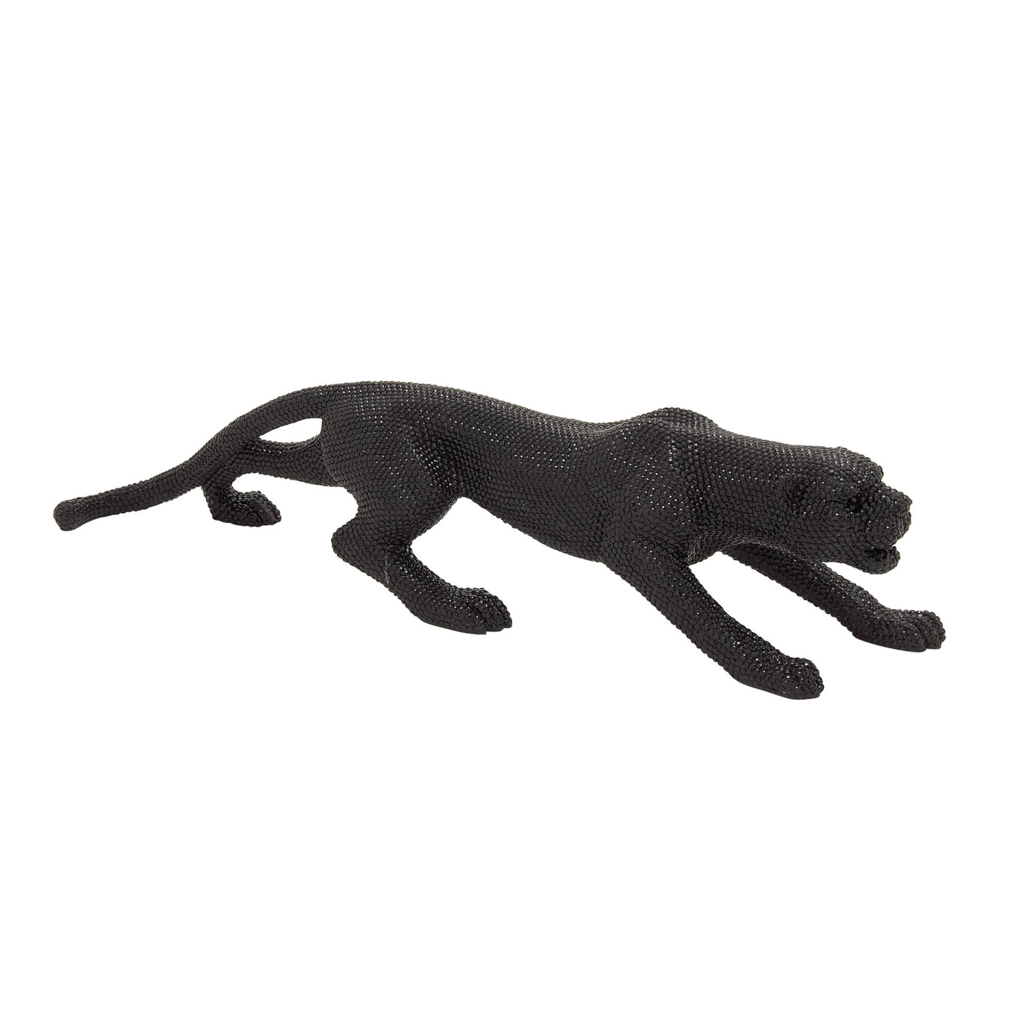 42" Black Polystone Glam Leopard Sculpture